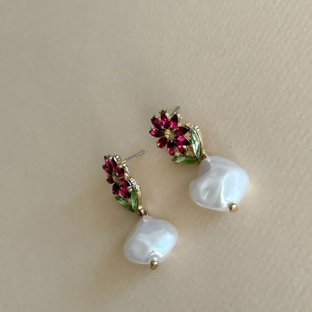 Floral Pearl Drop Earrings N1780